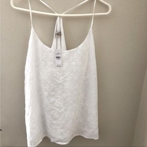 LOFT White Floral Cami/Tank Large